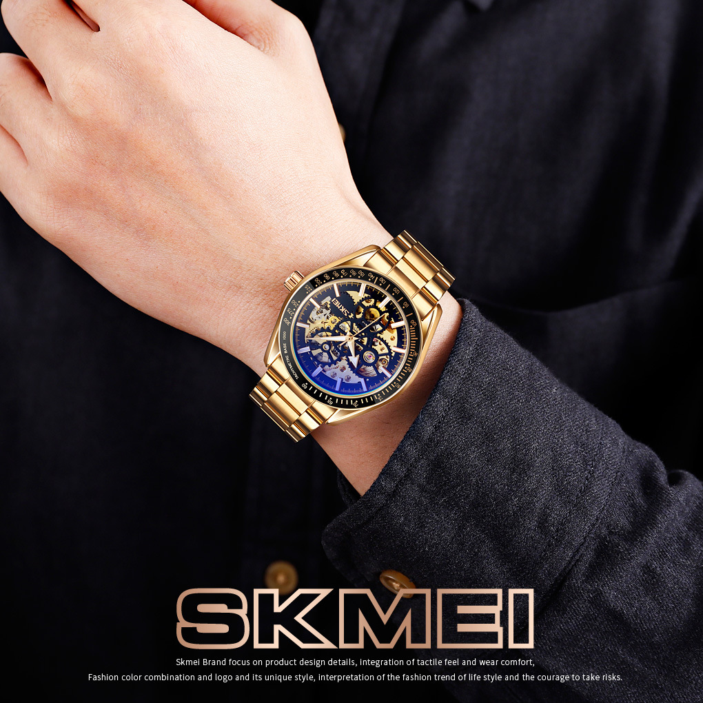 Reloj mecánico de acero impermeable para hombres relojes de negocios comercio exterior al por mayor regalos personalizados