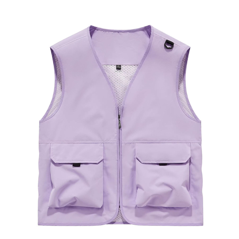 Work Vest for Men, Four-Season Outdoor Multi-Pocket Photographer Fishing Vest with Logo Printed Workwear Vest