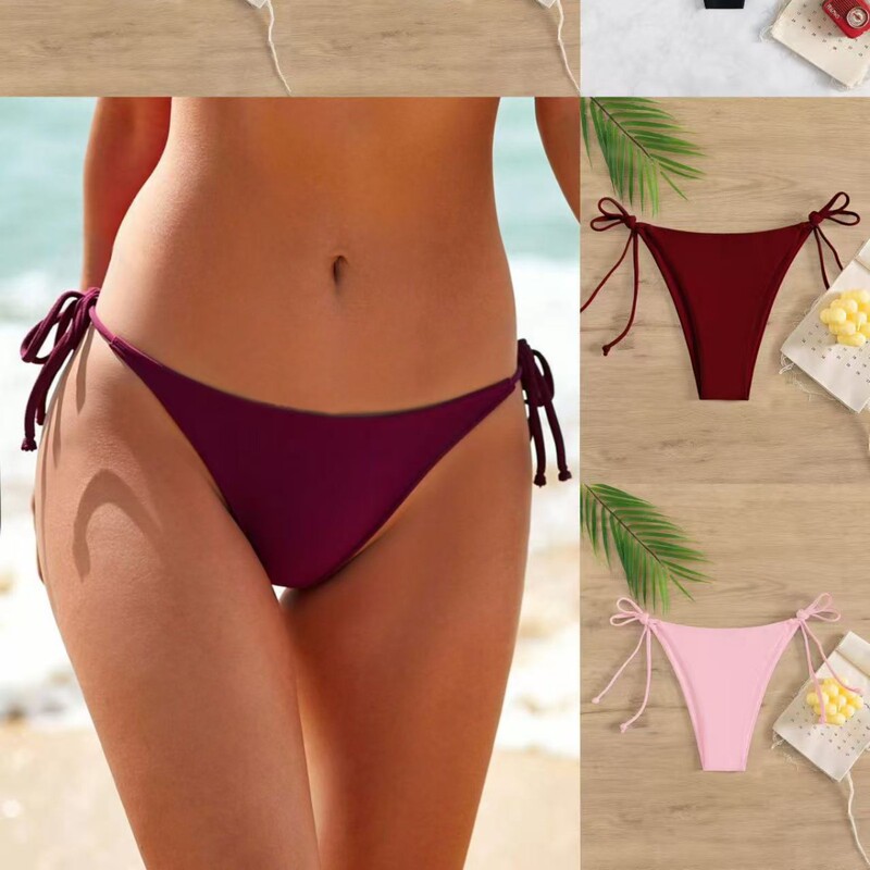 2026 New Cross-Border European and American Solid Color Sexy Swimsuit Women's Bikini Beach Hot Spring Tie-Up Triangle Swim Briefs Wholesale 2026 New Cross-Border European and American Solid Color Sexy Swimsuit Women's Bikini Beach Hot Spring Tie-Up Triangle Swim Briefs Wholesale