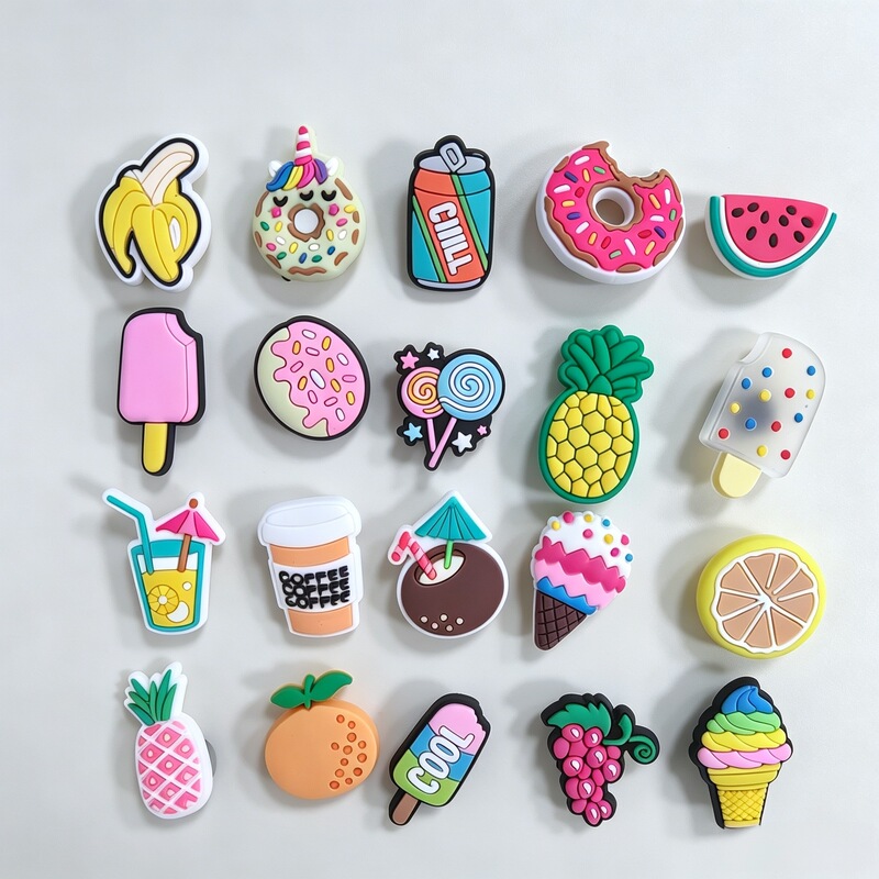 Summer soda fruit cartoon clog shoe charms shoe accessories DIY beach bag phone case decorative buckle accessories PVC