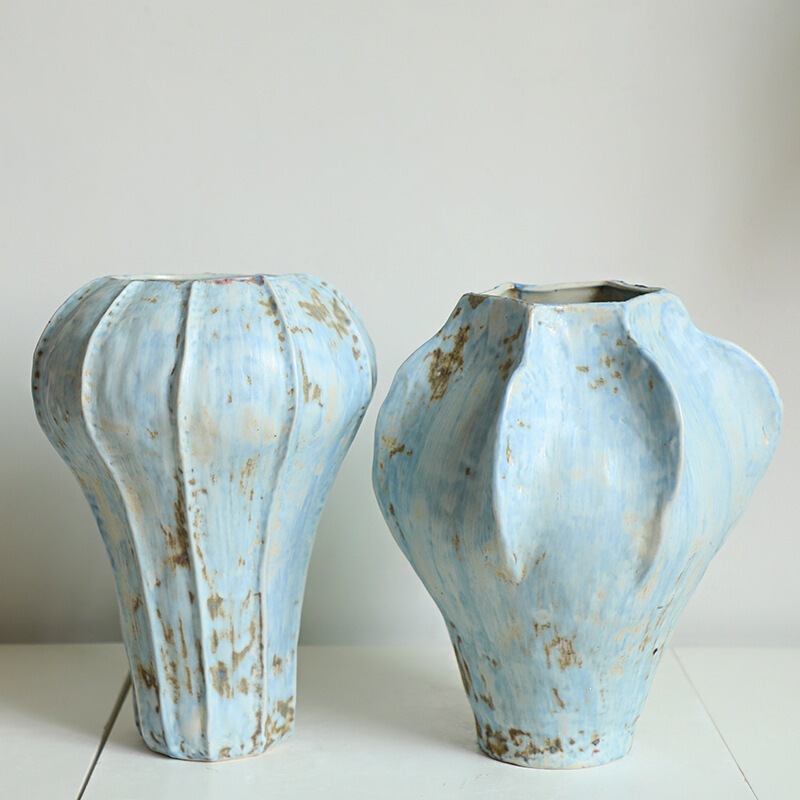 Nordic pottery wabi-sabi style elegant lines high-end vase decoration ceramic ins vintage art French vase Nordic pottery wabi-sabi style elegant lines high-end vase decoration ceramic ins vintage art French vase
