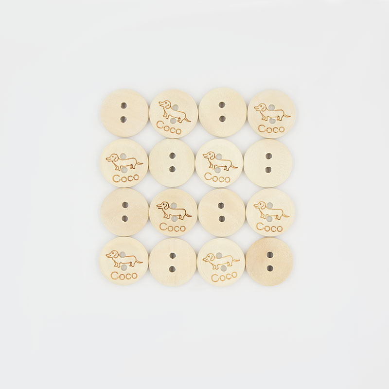 15mm suministro directo de fábrica costura a mano de madera Coco cachorro botones decorativos de bricolaje de madera adornos