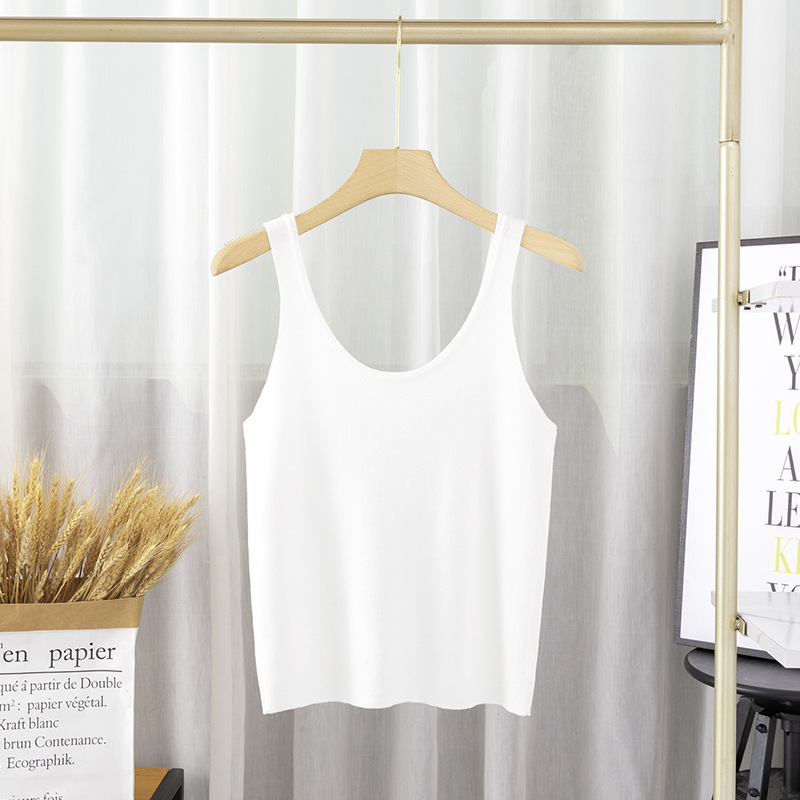 U Neck Neckline Slim Fit Type Wholesale Women'S Fashion Solid Color Tank Tops