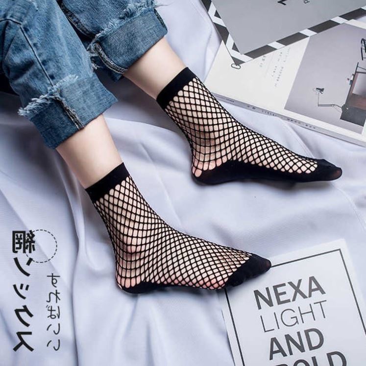 Japonés JK malla de moda calcetines de red calcetines de malla hueca sexy cortos de mujer calcetines de verano a media pantorrilla