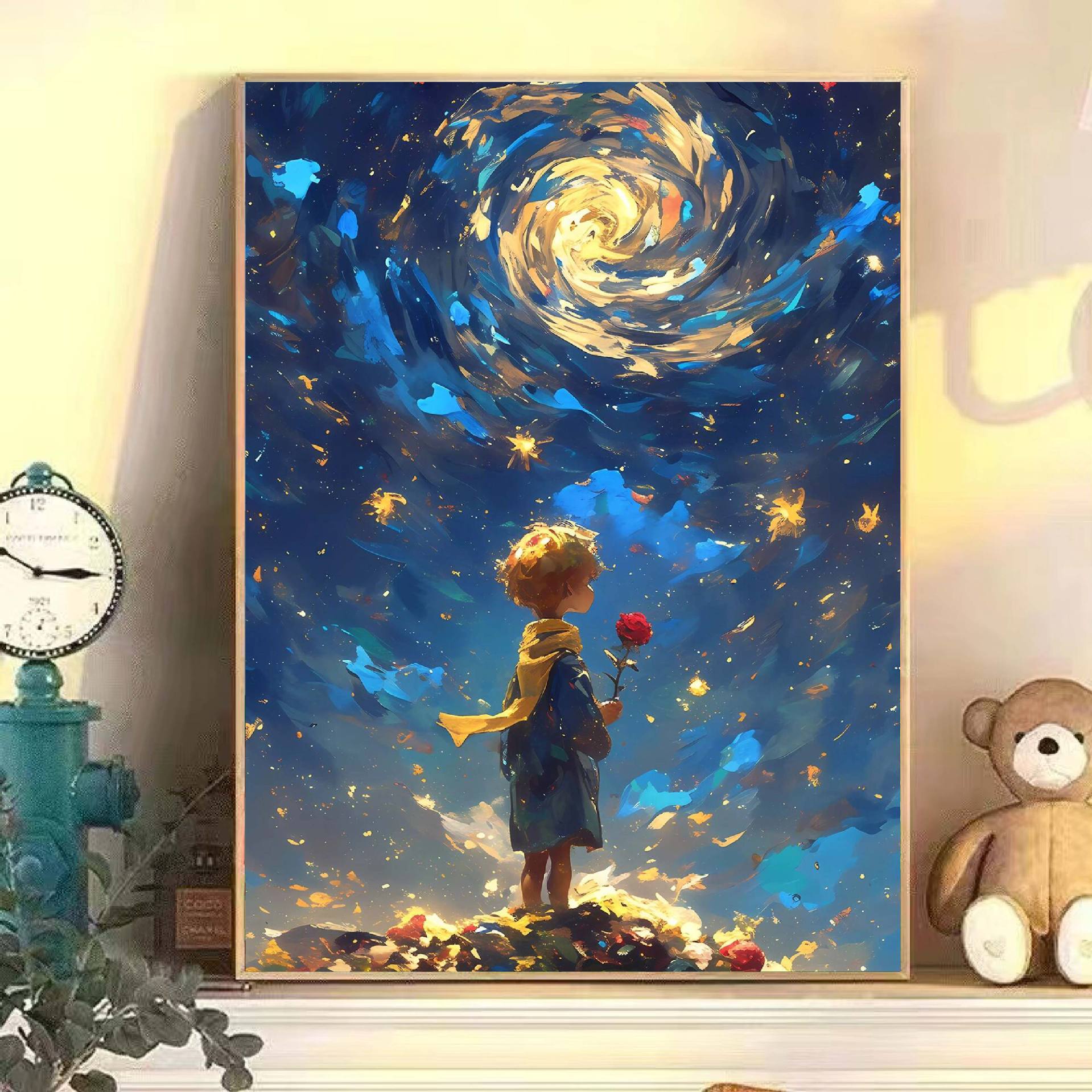 DIY pintura al óleo digital El pequeño príncipe estrella curar dibujos animados pintura al óleo acrílico hecha a mano pintura decorativa moderna