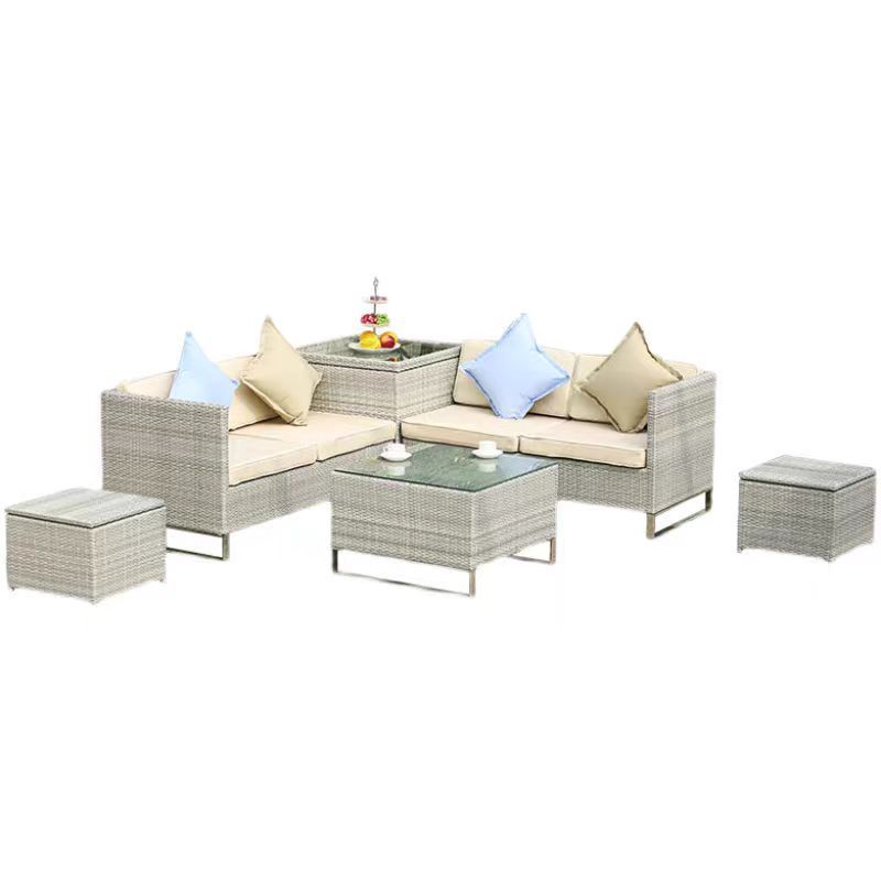 Al Aire Libre sofá de ratán Villa jardín al aire libre patio ocio sala de estar Silla de ratán mesa de té protección solar impermeable combinación de muebles