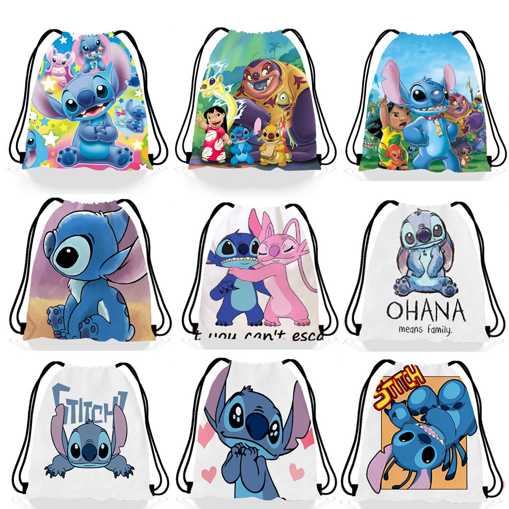 新品史迪仔抽绳健身包束口袋双肩收纳包成人运动背包跨境牛津布袋