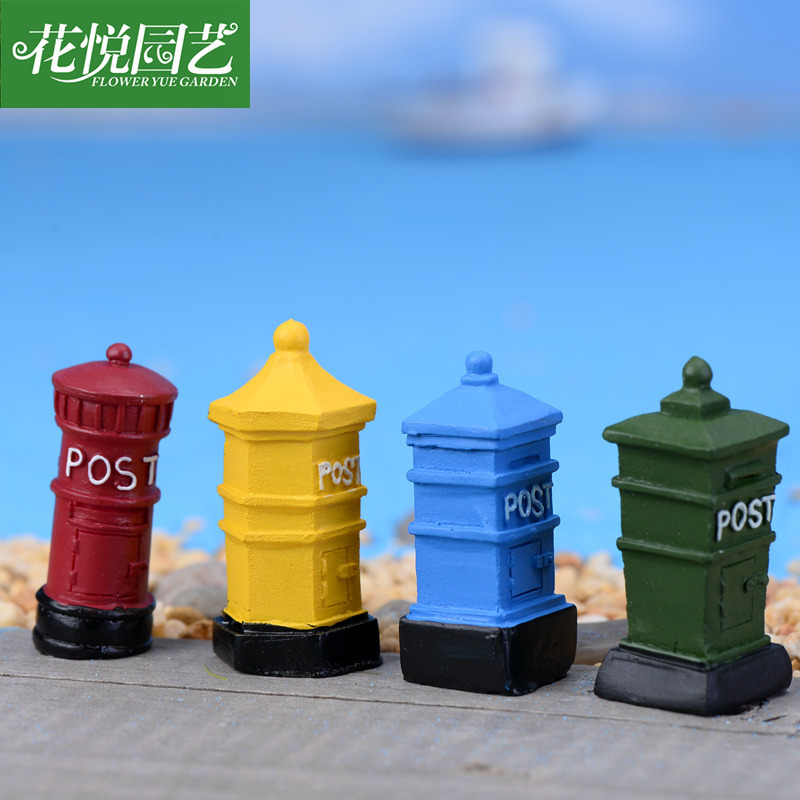 Hộp thư cổ điển, tiểu cảnh rêu, phong cách retro, đồ trang trí vườn (z-CJ-358)