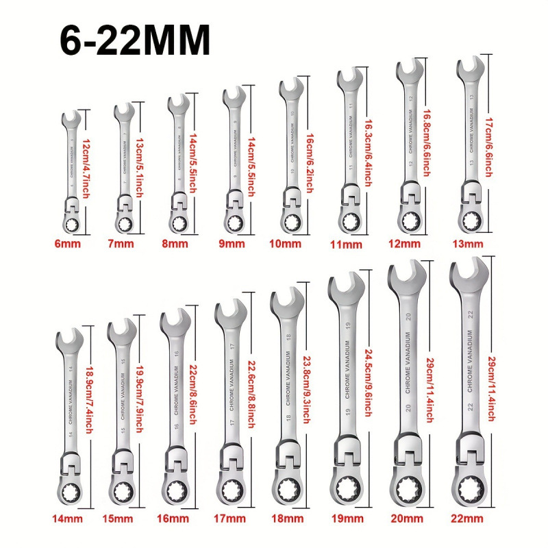 A 83 Flex Head Ratcheting Wrench set Combination Ended