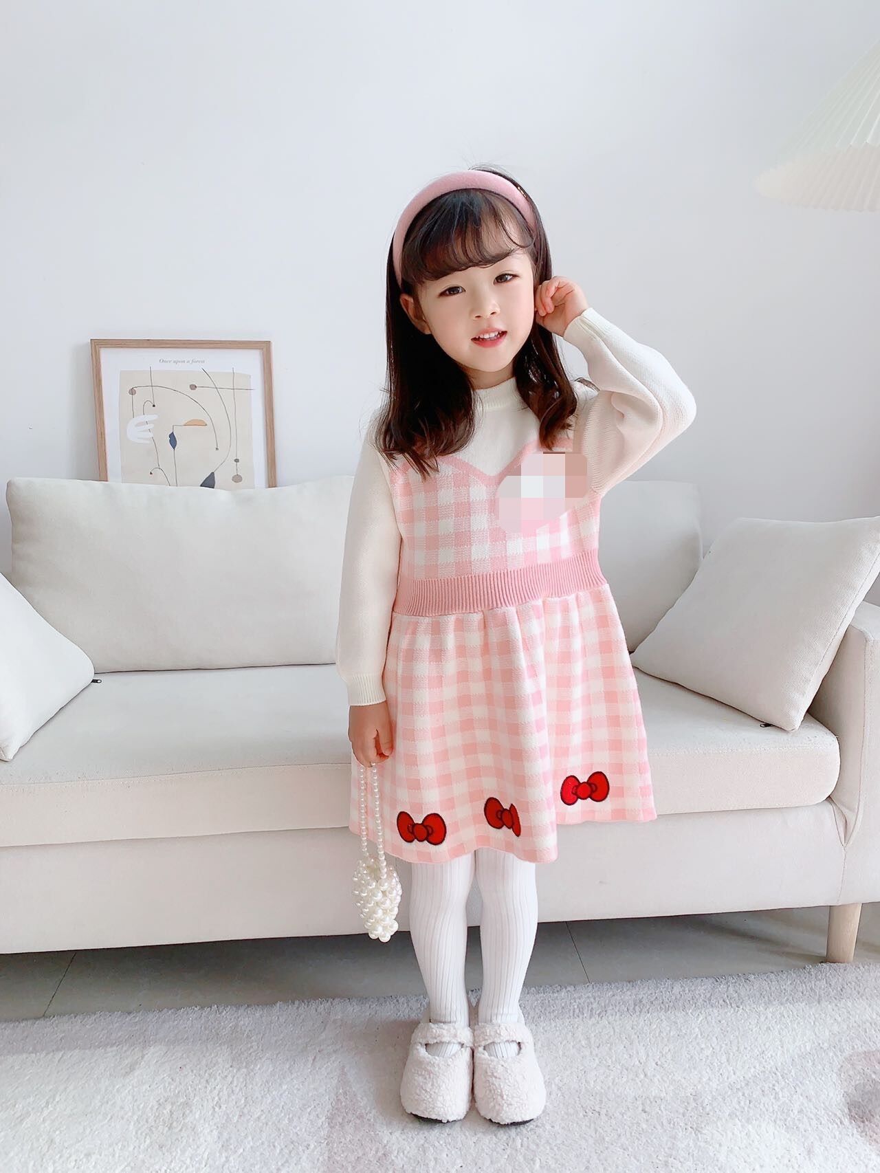 Ragazze Di Lana D 2023 Inverno Nuova Bambina Alla Moda Falso in Due Pezzi Del Fumetto Ricamato a Maniche Lunghe per Bambini_voghion.com