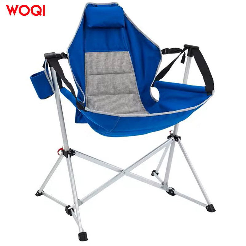 WOQI outdoor travel camping heavy duty camping beach chair with pillow compact backpack picnic