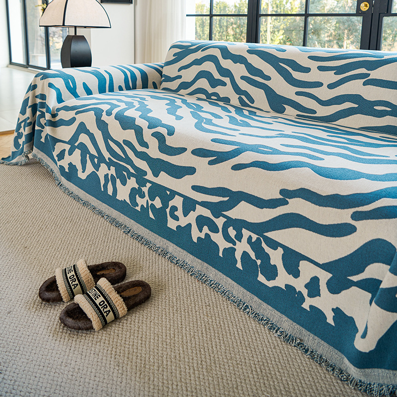 Zebra toalla de sofá anti-cat arañazo sala de estar línea recta combinación de arena libera polvo cuatro estaciones cubierta de sofá general lujoso ligero