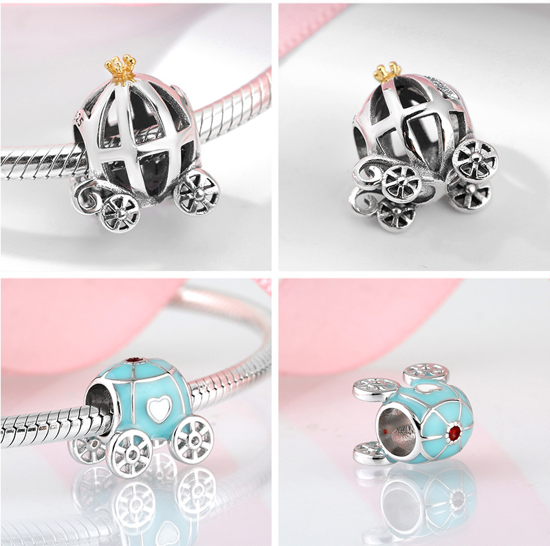 1g Weight Electroplated Gold Plating Process Beads Jewelry Making Type Zircon Inlay Material 1 Piece 925 Sterling Silver Zircon Pumpkin Car