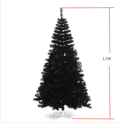 Nueva decoración navideña transfronteriza, árbol de Navidad de PVC realista para hotel, de pie, flocado, con diseño de lápiz, plegable, venta al por mayor de fábrica.
