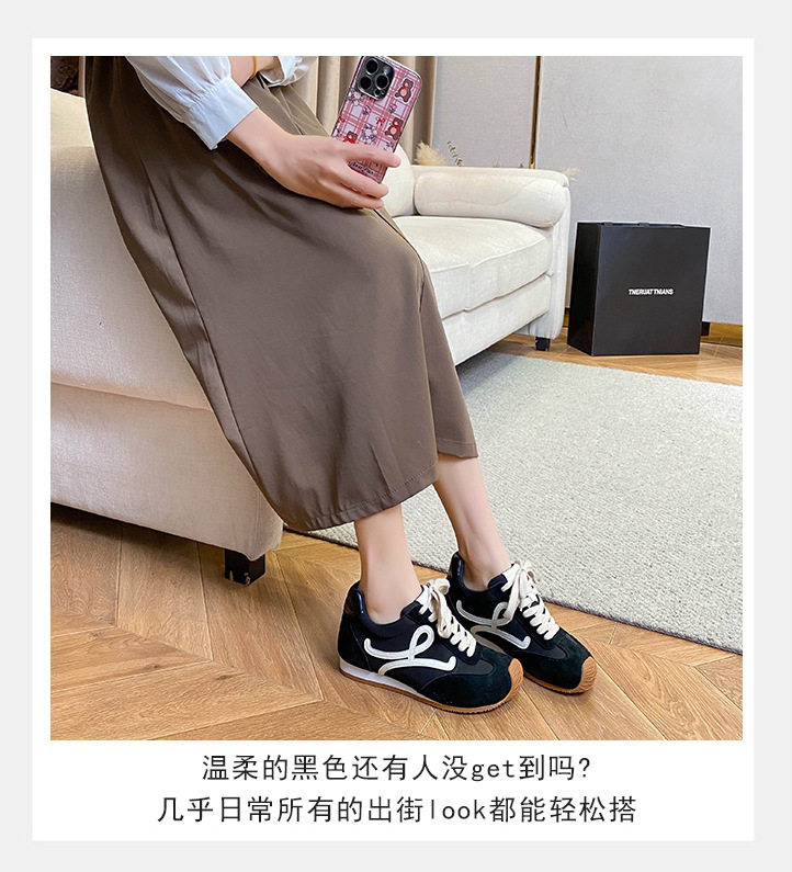 Giày sneaker nữ dáng Agandexun buộc dây tăng chiều cao bên trong 5 cm, mũi tròn, phong cách casual — Màu hồng, Màu nâu đậm, Màu xám, Màu đen chi tiết 14