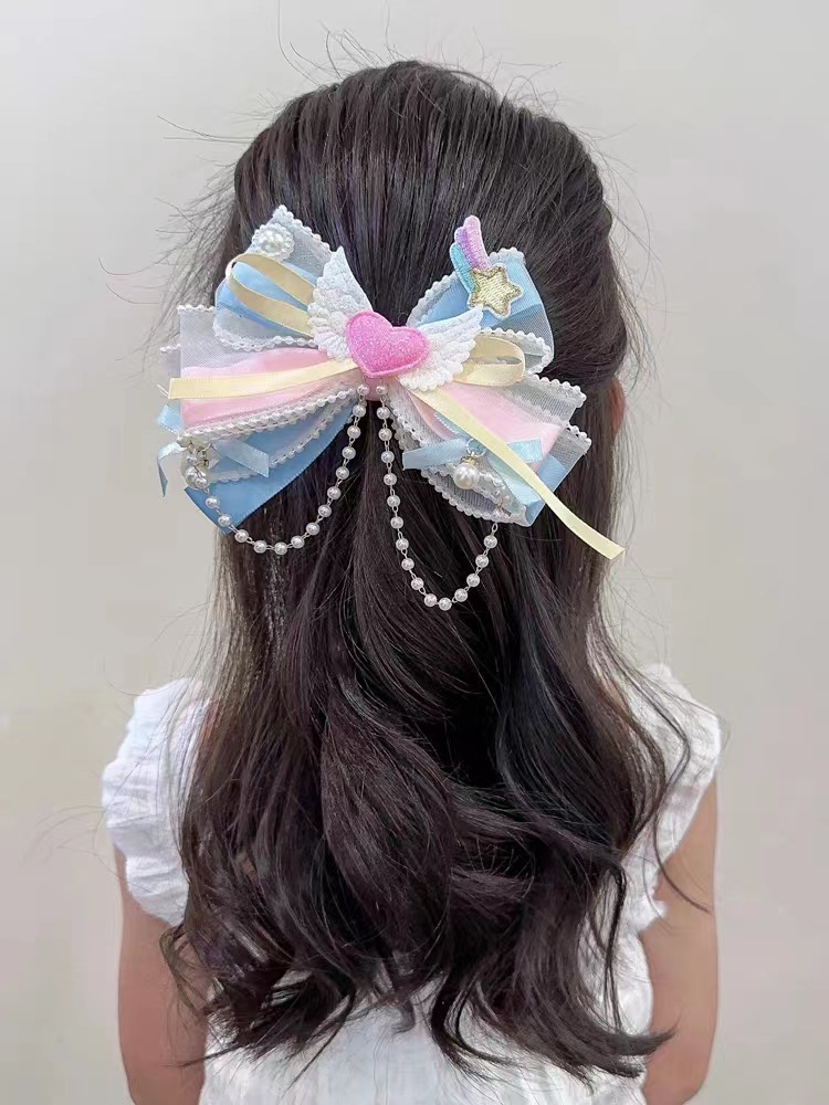15g Weight Hair Clip Hair Accessories Type 1 Piece, 1 Pair Quantity Holiday, Daily Occasion Gauze Material Bow Knot Pattern Girl'S Gender Casual, Cute Style Girl'S Casual Cute Bow Knot Cloth Gauze Hair Clip 4
