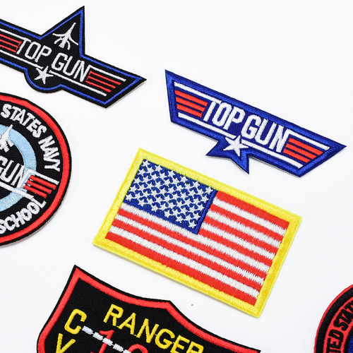 Ya Embroidery Amazon Supply TOP GUN Top Gun Flying Chest Strip Adhesive Embroidered Cloth Label Velcro Seal