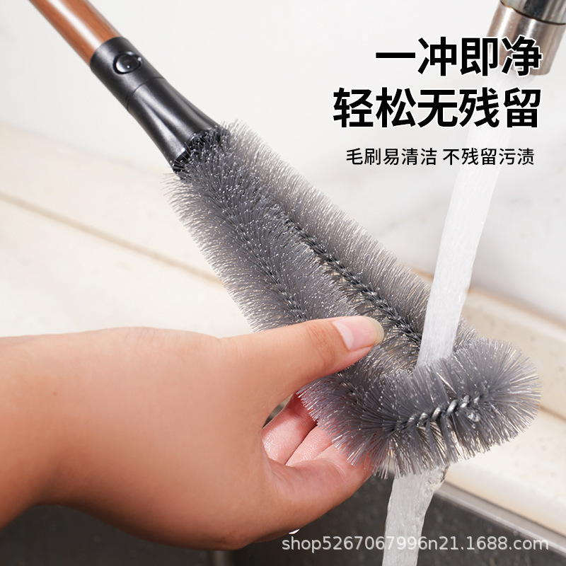 二合一胡桃木纹杯刷家用破壁机清洁刷长柄可拆卸吸管刷杯盖缝隙刷|undefined