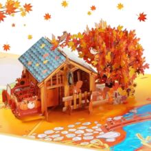 亚马逊定制款立体贺卡 秋季系列3D立体卡感恩生日祝福贺卡带信封