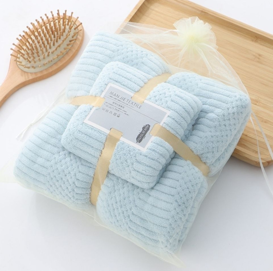 Juego de toallas de felpa de coral y toallas de baño en stock de fábrica, diseño auspicioso, absorbente, no suelta pelo, caja de regalo, superventas transfronterizo image 9