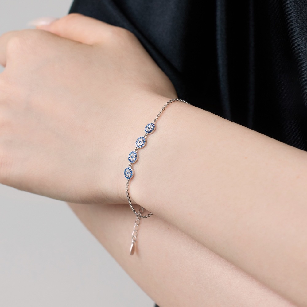 Devil's Eye Pattern 925 Sterling Silver Bracelets Elegant