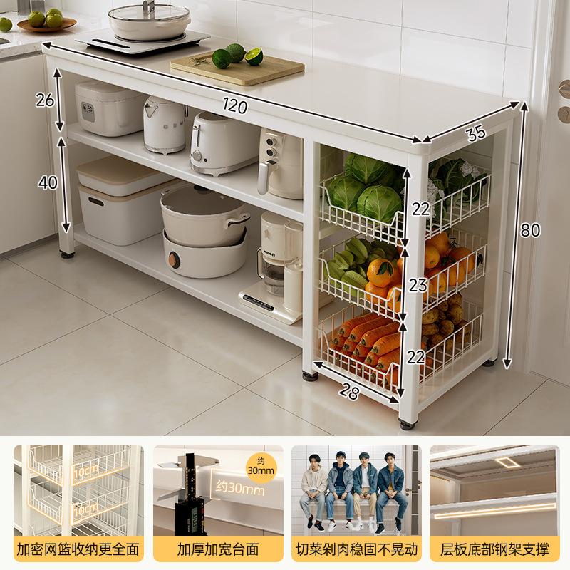 Estante de almacenamiento multicapa de piso de cocina, mesa de corte de verduras multifuncional para microondas, estante de almacenamiento de armario de comedor