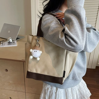 日系休闲简约帆布包包女2025新款ins通勤大学生手提单肩包托特包