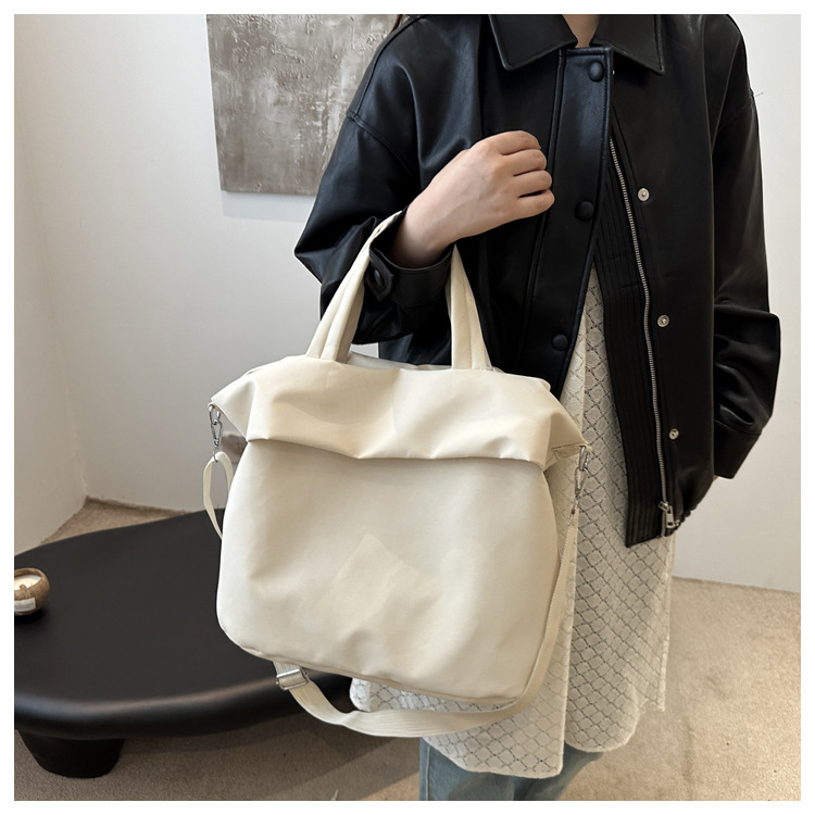 New casual nylon fashion solid color 2024 large-capacity solid color tote canvas crossbody single-shoulder hand-held Tote bag undefined