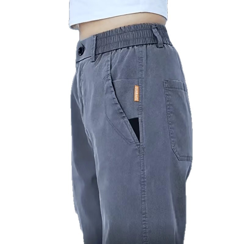 Pantalones casuales de hombre de moda, rectos sueltos, otoño sin manchas grises, pantalones de hombre cómodos, nuevos pantalones largos.