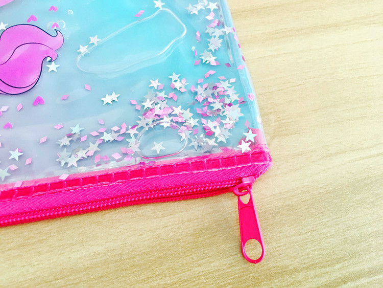 卡通流沙入油笔袋定制 透明pvc化妆包文具收纳袋 PVC笔袋