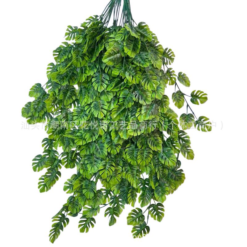 Amazon Spray-Painted Monstera Vine Hanging Green Monstera Leaves Artificial Plant Plastic Aquatic Plant Hanging Decoration Vine