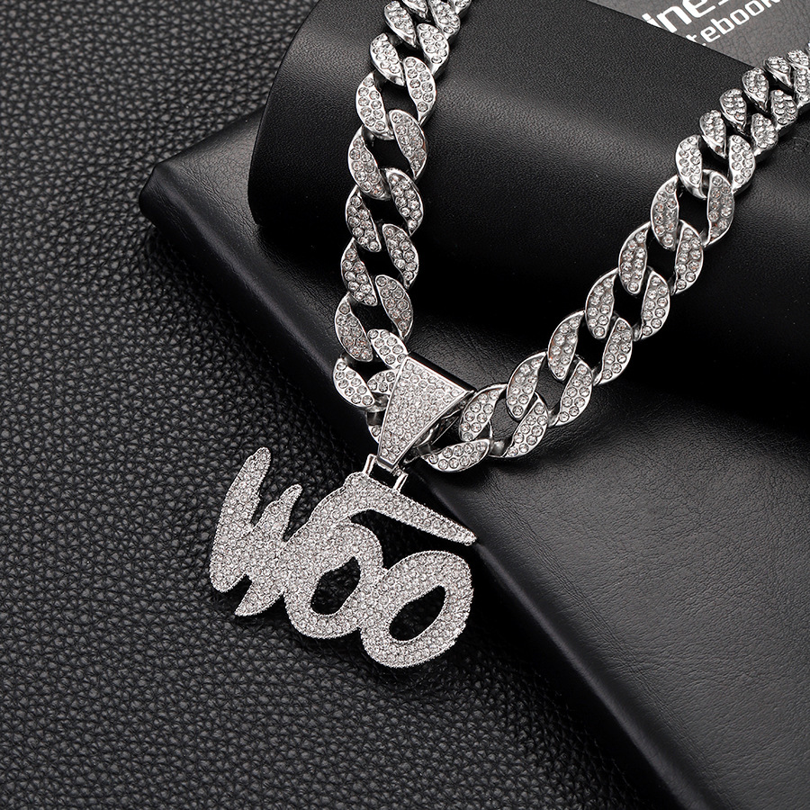 Hip Hop Street Alloy Full of Diamonds WOO Alphabet Impossible Pendant Personalized Cuban Necklace Jewelry_voghion.com