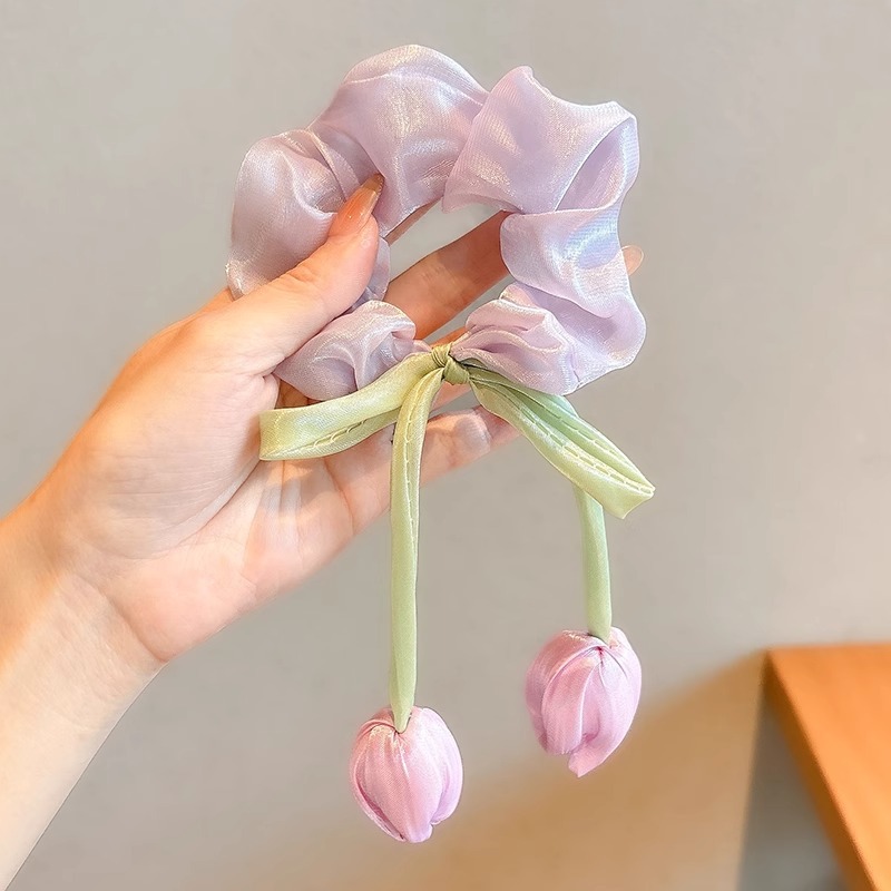 Colección de anillo de cabello lindo de intestino grande de verano de cola de caballo de cabeza de cuerda de flor de cabeza de niña universitaria estilo de alto valor de belleza joyería de cabello