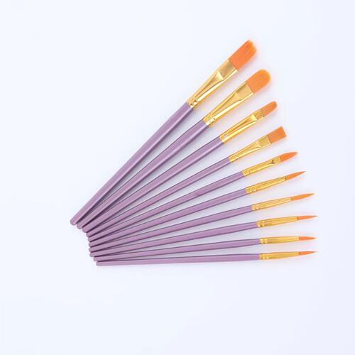 Cross-border plastic rod nylon oil painting brush set of 10, watercolor, watercolor, acrylic painting brush set Amazon