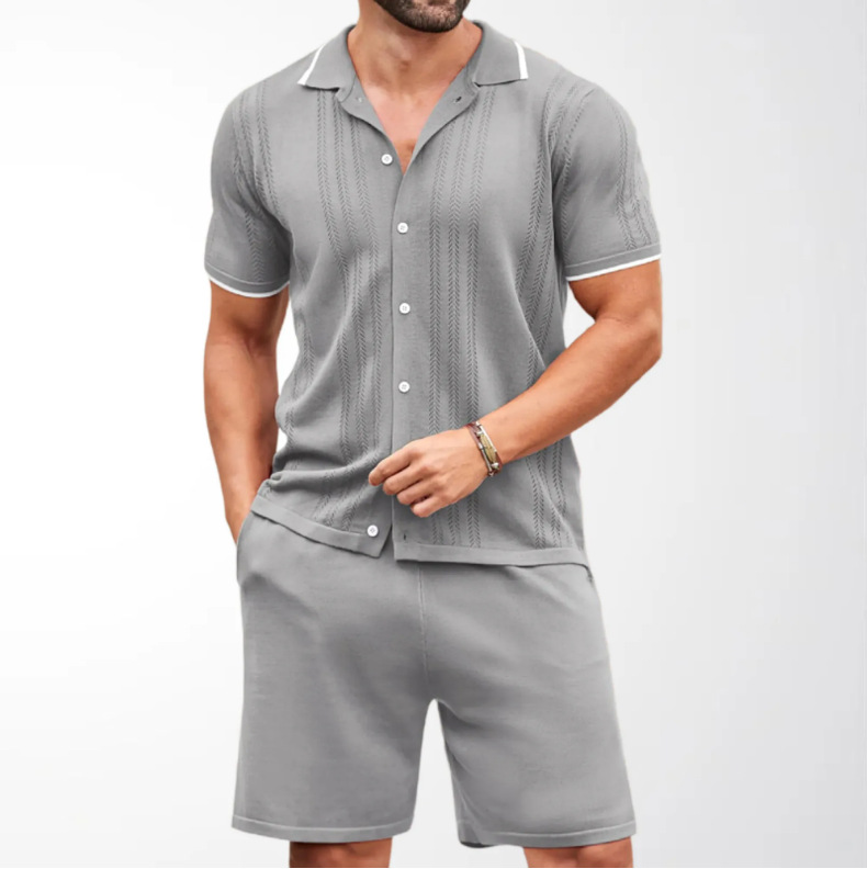 Set due pezzi uomo polo in maglia stile business casual_voghion.com