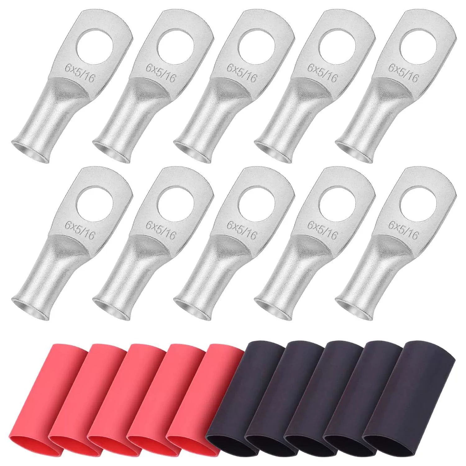 IGreely 10pcs 6 Guage 5 \/16 "Wire Lugs Ring Terminal Con