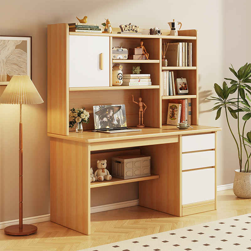 Solid Wood Core Desk Student Home Study Desk Writing Desk Simple Office Desk Bedroom with Drawer Desktop Computer Desk