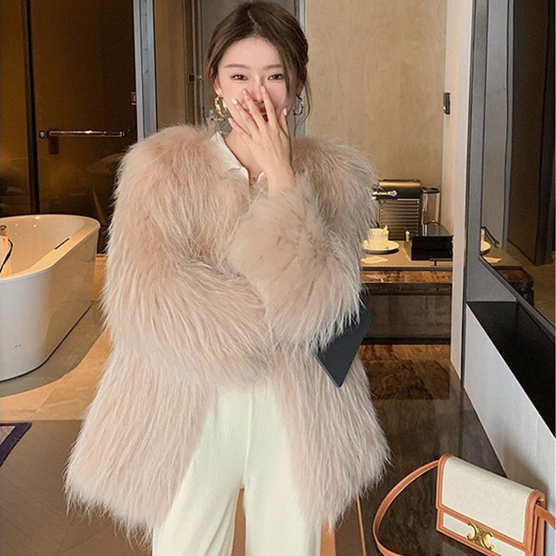 2026 Autumn and Winter New Style Imitation Fox Fur Coat for Women, Mid-Length Haining Fashionable Young Style Artificial Fur Coat