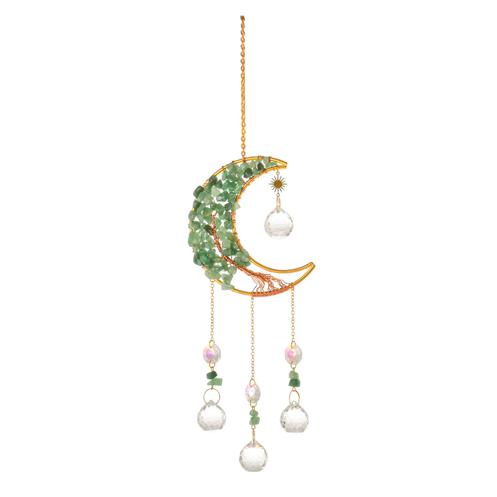 Moon Heart Shape Natural Crystal Wind Chime display picture 4