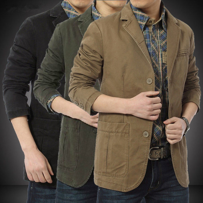 Men's Spring and Autumn Jacket Men's Casual Suit Jacket Loose Large Size Cotton Casual Clothes Single Western Small Suit Special Price