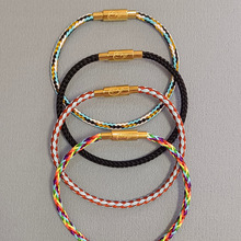 3mm皮绳 周家同款皮绳手链3D硬金转运珠磁铁扣手绳男女绳韩版配饰