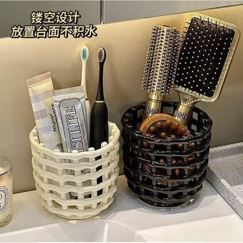 洗脸巾收纳桶收纳盒洗漱用品牙刷牙膏化妆刷置物架浴室桌面置物桶