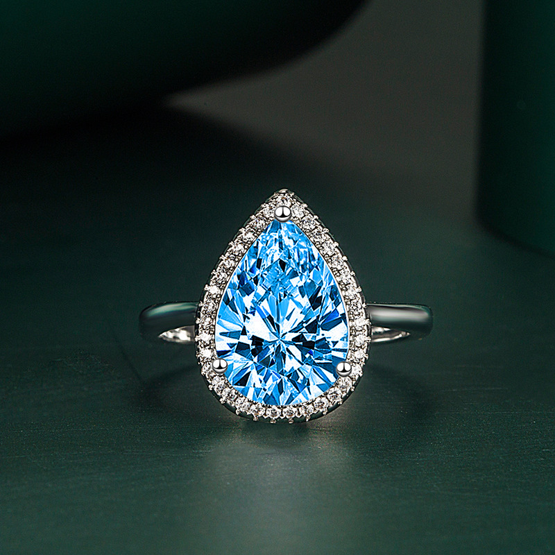 Fashion Water Droplets Copper Inlay Zircon Rings 1 Piece