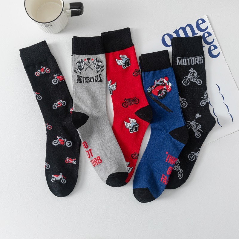 Cross-Border Supply Trendy Men's Socks European and American Trendy Socks Happy Large Size Men's Socks Motor Vehicle Women's Socks Mid-Calf Socks