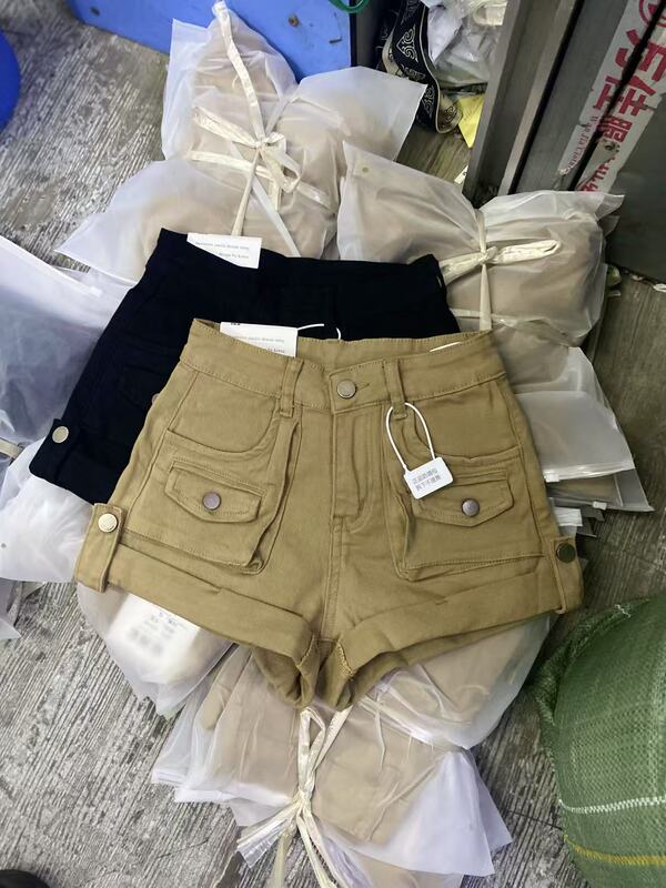 韩魅儿工装裤短裤女夏季新款韩版高腰显瘦设计感包臀裙短裤5825|undefined