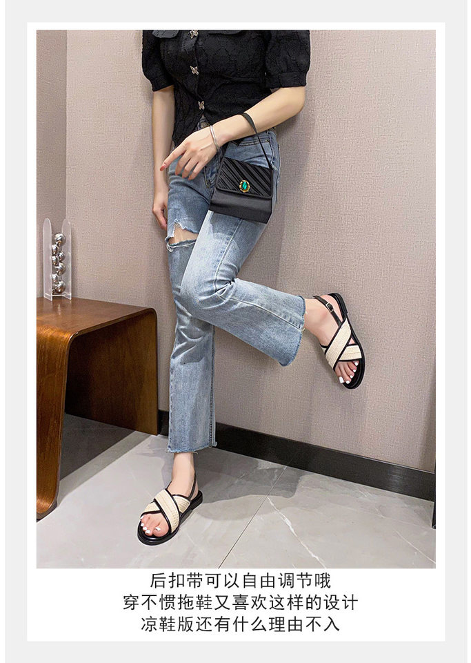 Dép sandal nữ quai chéo mũi tròn hở ngón đế dày phối màu, đế cao 3 cm — Màu Mơ (Dép lê), Màu Mơ (dép), Màu nâu (dép), Màu đen (dép) chi tiết 30
