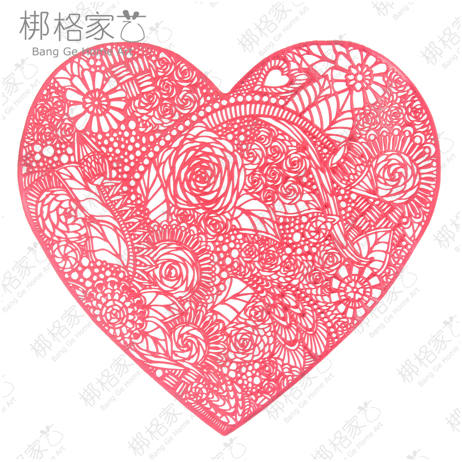 情人节礼物心形玫瑰花餐垫粉红色节日气氛装饰餐垫PVC垫2021新款