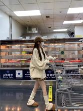 加厚版！设计感圆领套头麻花毛衣女秋冬宽松复古灯笼袖针织慵懒风