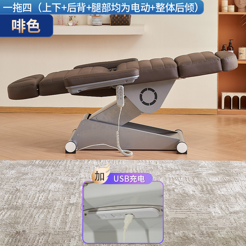 Fábrica directa para el salón de belleza camas eléctricas de belleza de masaje elevación cama plegable multifuncional cama de tatuaje bordada de alta calidad