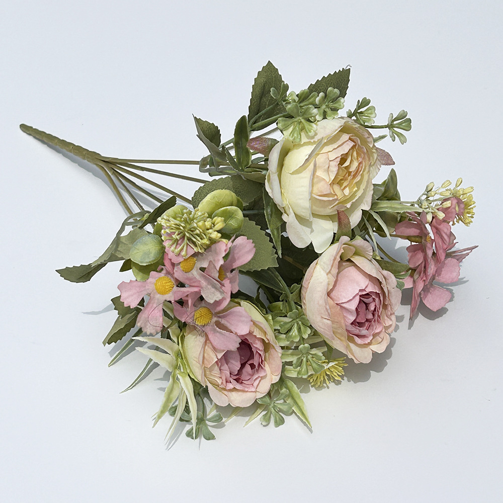 hand held artificial flowers peony buds artificial bouquets artificial green plants artificial flowers home plastic decorative ornaments_voghion.com